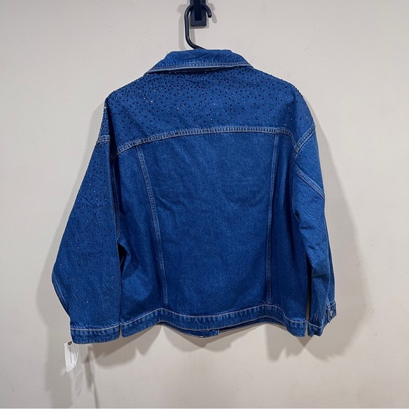 NWT Anthropologie Pilcro Weston Rhinestone Denim Boyfriend Jacket- Small country - Picture 10 of 11
